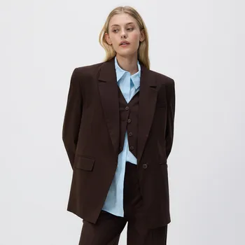 Reserved - Blejzr z&nbsp;viskózové směsi - tmavě hnědá - 392FM-89X - 392FM-89X-L