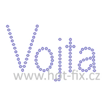 VOJTA - jméno JM03 nažehlovací hot-fix kamínkový potisk na textil, rozměr cca 9,3x5,9cm barva: kameny barva 101 Crystal /stříbrná