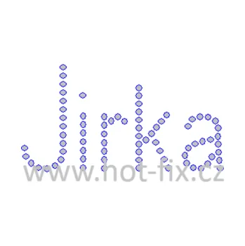 JIRKA - jméno JM03 nažehlovací hot-fix kamínkový potisk na textil, rozměr cca 9,0x4,9cm barva: kameny barva 101 Crystal /stříbrná