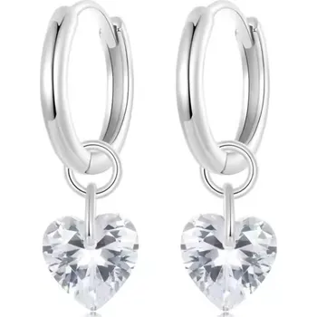Náušnice For Silver Kroužkové náušnice s přívěskem zirkonového Srdce - Stříbro 925