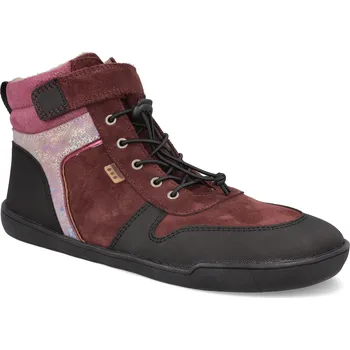 Dívčí zimní obuv Barefoot zimní boty Develab - Md Ct Sneaker Laces Velcro WR Burgundy Velikost: 38