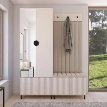 Předsíňová stěna Předsíňová stěna Rayo 1 se zrcadlem na nožkách Barva panelů: Světle béžová - Trinity 02