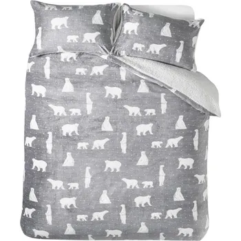 Povlečení Šedé povlečení na dvoulůžko s beránkem 200x200 cm Cosy Polar Bear – Catherine Lansfield ID_1800613