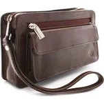 Hnědá kožená pánská jednozipová etue Justin