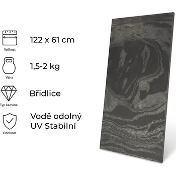 Obklad Windu Kamenná dýha, Silver Grey Black, 1220x610 mm, 0,74 m2