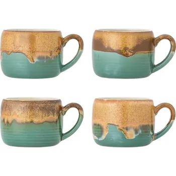 Stolování Zelené/hnědé hrnky v sadě 4 ks z kameniny 400 ml Sheen – Bloomingville ID_1813078