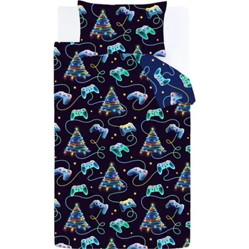 Povlečení Černé/modré povlečení na dvoulůžko 200x200 cm Christmas Gamer – Catherine Lansfield ID_1801325