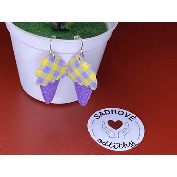 Náušnice HandMade by VeJa Naušnice - látková zmrzlina (fialová)