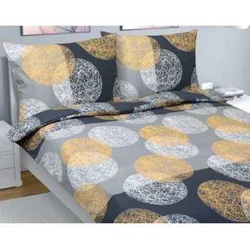 Povlečení bavlna na dvoudeku Oranžová,Šedá BX1001395 - 1ks 220x200, 2ks 70x90 cm (220 cm šířka x 200 cm délka)
