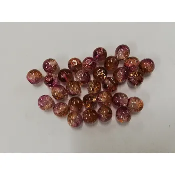 Dětské navlékací korálky Skleněné korálky praskačky dvoubarevné 6mm - okrová/růžová - 30ks