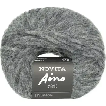 Příze Novita Aino 75 Šedá (Nadýchaná hřejivá příze Aino Nebel )