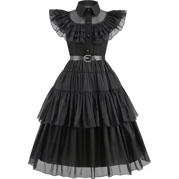 Karnevalový kostým Cd Wednesday Adams šaty - dětský kostým Dětská velikost: XL