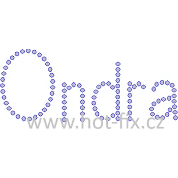 ONDRA - jméno JM03 nažehlovací hot-fix kamínkový potisk na textil, rozměr cca 11,6x4,9cm barva: kameny barva 101 Crystal /stříbrná