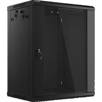 Rozvaděč Nástěnný rack 19'' 15U 600X450mm černý flat pack