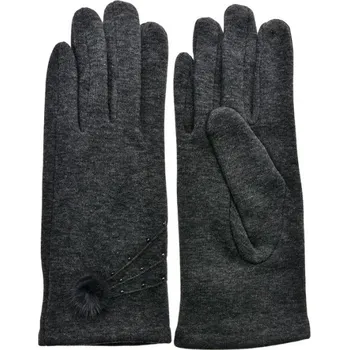 Rukavice Šedé dámské zimní rukavice s bambulkou Maria – 9x24 cm