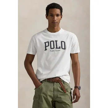 Pánské tričko Bavlněné tričko Polo Ralph Lauren pánské, bílá barva, s potiskem, 710P00086, S, 00X