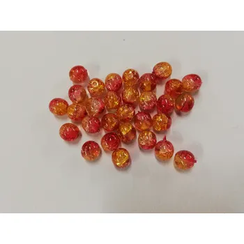 Dětské navlékací korálky Skleněné korálky praskačky dvoubarevné 6mm - oranžová/červená - 30ks