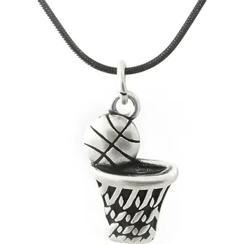 Přívěsek Ocelový Stříbrno Černý přívěsek Basketbal s řetízkem - Nerez SL