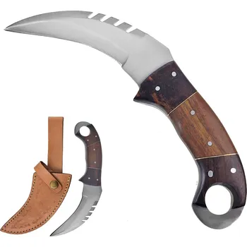 Bojový nůž PAK Masivní karambit "RAPTOR CLAW" s koženým pouzdrem