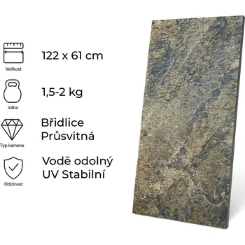 Obklad Windu Kamenná dýha, Deoli Green průsvitná, 1220x610 mm, 0,74 m2