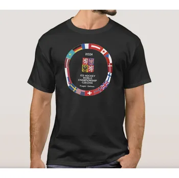 Pánské tričko FansArena Pánské tričko Ice Hockey World Championship Czechia MS 2024 Black Velikost: 5XL