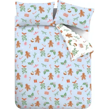 Povlečení Modré povlečení na dvoulůžko/prodloužené z mikrovlákna 230x220 cm Gingerbread – Catherine Lansfield ID_1800397