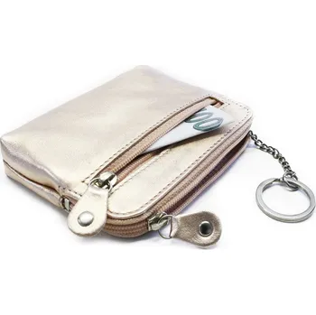 Růžovozlatá dámská kožená etue s kroužkem na klíče Angie