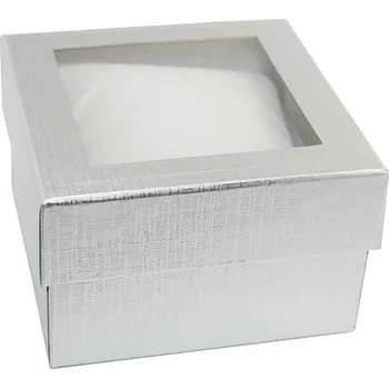 Dárková krabička Stříbrná krabička na hodinky a náramky 90mm - 1Ks