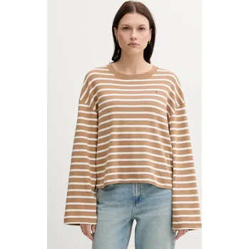 Bavlněné tričko s dlouhým rukávem Tommy Hilfiger tmavomodrá barva, WW0WW45519 01A, vel. L