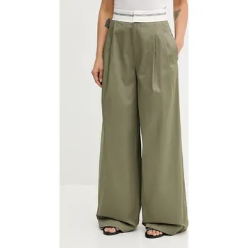 Dámské kalhoty Bavlněné kalhoty Miss Sixty dámské, zelená barva, široké, high waist, 6S3PJ57900 87X, vel. L