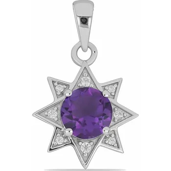 Přívěsek Přívěsek stříbrný s broušeným africkým ametystem a zirkony Ag 925 023185 AFAM 1,8 cm, 2,0 g