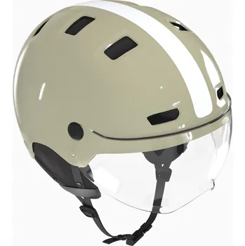 Cyklistická přilba BTWIN Městská helma s kšiltem CBH 580 L/59–62cm KAŠTANOVÁ|ZELENÁ