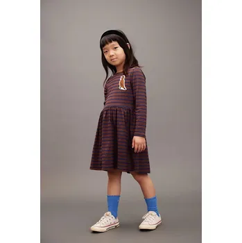 Dámské šaty Dětské šaty s bavlnou Mini Rodini Stripe bird 25750122 hnědá 88X, vel. 140-146