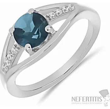 Prsten Prsten stříbrný s London topazem a zirkonem Ag 925 010436 LT 59 mm (US 9) 2 g
