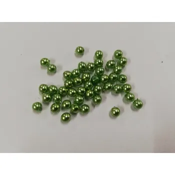 Dětské navlékací korálky Voskované perly 4mm - světle zelené - 45ks