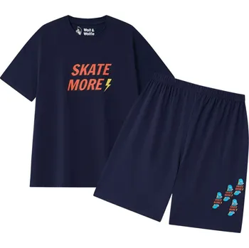 Chlapecké pyžamo Chlapecké letní pyžamo Wolf & Wolfie S2562B tmavě modré