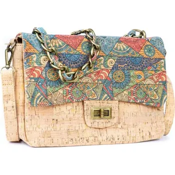 Kabelka Crossbody korková kabelka na patent - Modrá