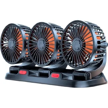 Domácí ventilátor Větráček do auta 360° nastavitelný 3hlavový s USB 5V napájením Přenosný ventilátor do vozidla Chlazení interiéru Silný proud vzduchu