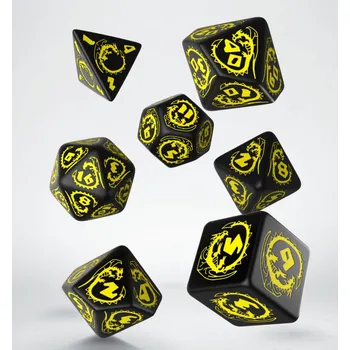 Příslušenství k deskovým hrám Q Workshop Sada 7 kostek Dragons - černá a žlutá - SDRA03