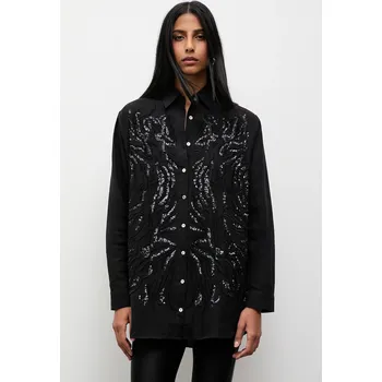 Dámská košile Bavlněná košile Answear.LAB dámská, černá barva, regular, s klasickým límcem ORF34344.TOS 99X, vel. S/M