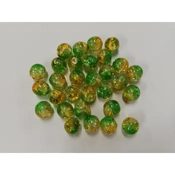 Dětské navlékací korálky Skleněné korálky praskačky dvoubarevné 6mm - oranžová/zelená - 30ks