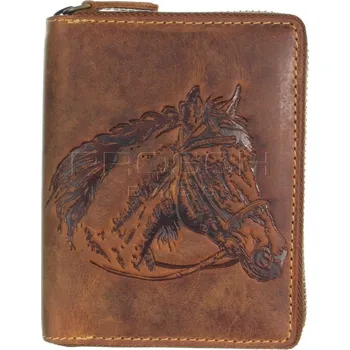 Peněženka Kožená peněženka na zip GREENBURRY 821A-Kůň