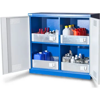 Dílenský stůl Skříňka na chemikálie typ CS 120-4, nízká, šířka 1200 mm