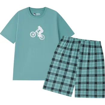 Pánské pyžamo Letní pánské pyžamo Wolf & Wolfie S2575D vel. XL,XXL,XXXL zelenkavé