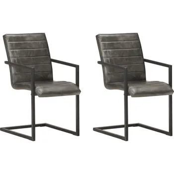 Jídelní židle vidaXL Jídelní židle 2 ks pravá kůže [321841] Barva: Šedá