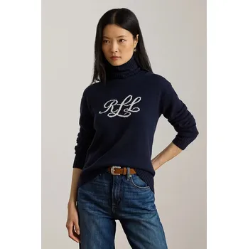 Dámský svetr Kašmírový svetr Lauren Ralph Lauren dámský, tmavomodrá barva, s golfem, 200P03372 59X, vel. XL