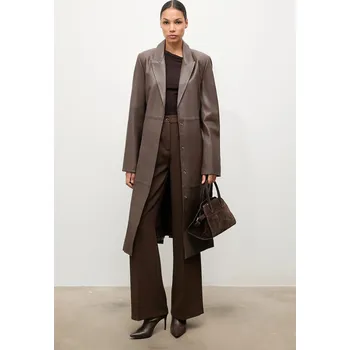 Kožený kabát Answear.LAB WA25-KUD032 hnědá 89X, vel. M/L