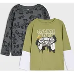 Sinsay - Bavlněné tričko s dlouhými rukávy - olivová - 036FT-81X - 036FT-81X-104