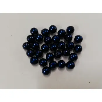 Dětské navlékací korálky Voskované perly 6mm - tmavě modré - 30ks