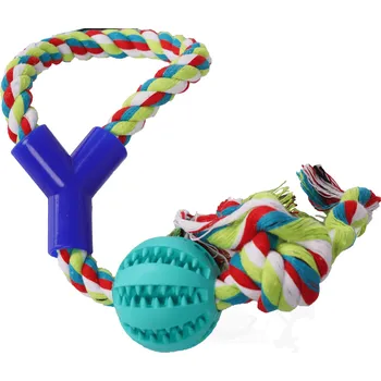 Hračka pro psa BUBU PETS dentální míček na provázku se smyčkou s mátovou vůní 38cm
